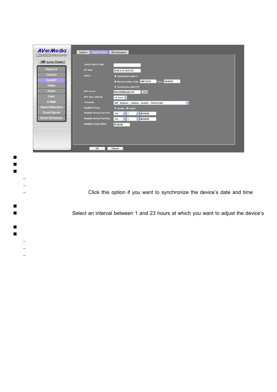 Date & time | AVer SF1311H-CP User Manual | Page 42 / 80