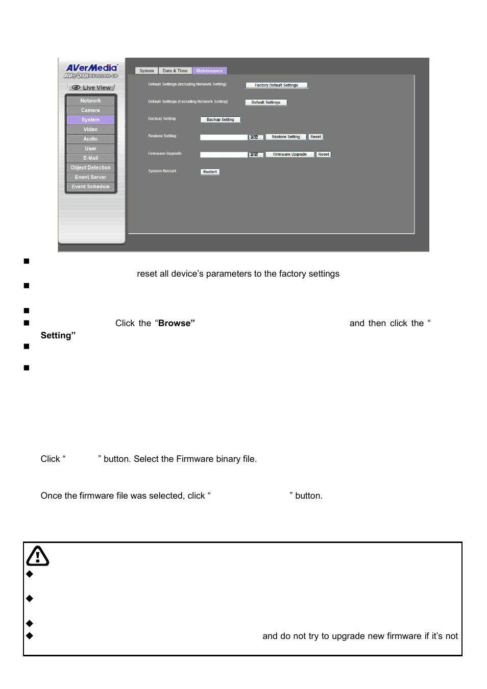 Maintenance, Warning | AVer SF1311H-CP User Manual | Page 43 / 80