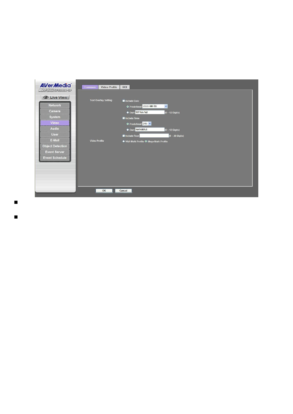 Video: configure profile, Common | AVer SF1311H-CP User Manual | Page 44 / 80