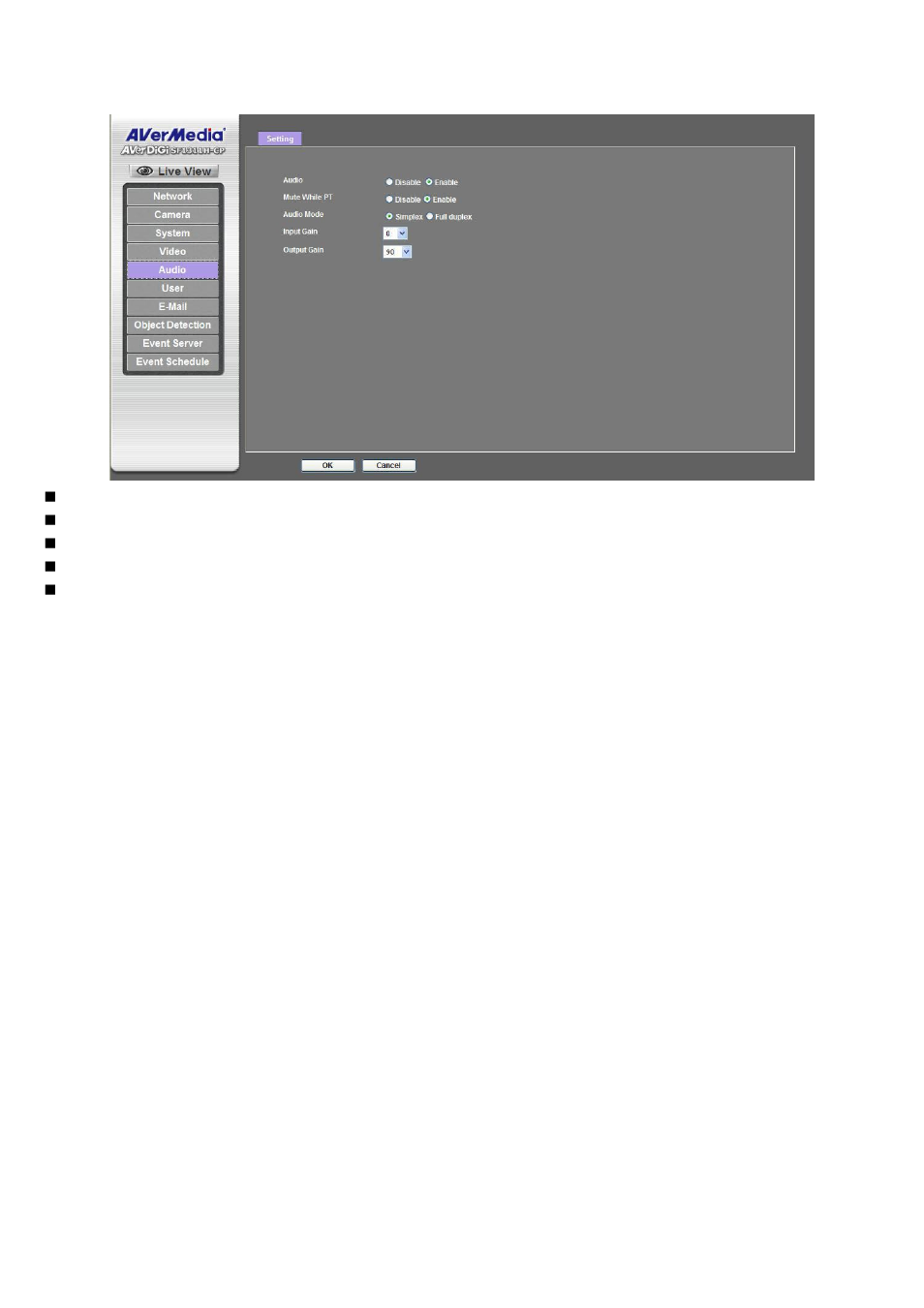 Audio: audio parameters | AVer SF1311H-CP User Manual | Page 47 / 80