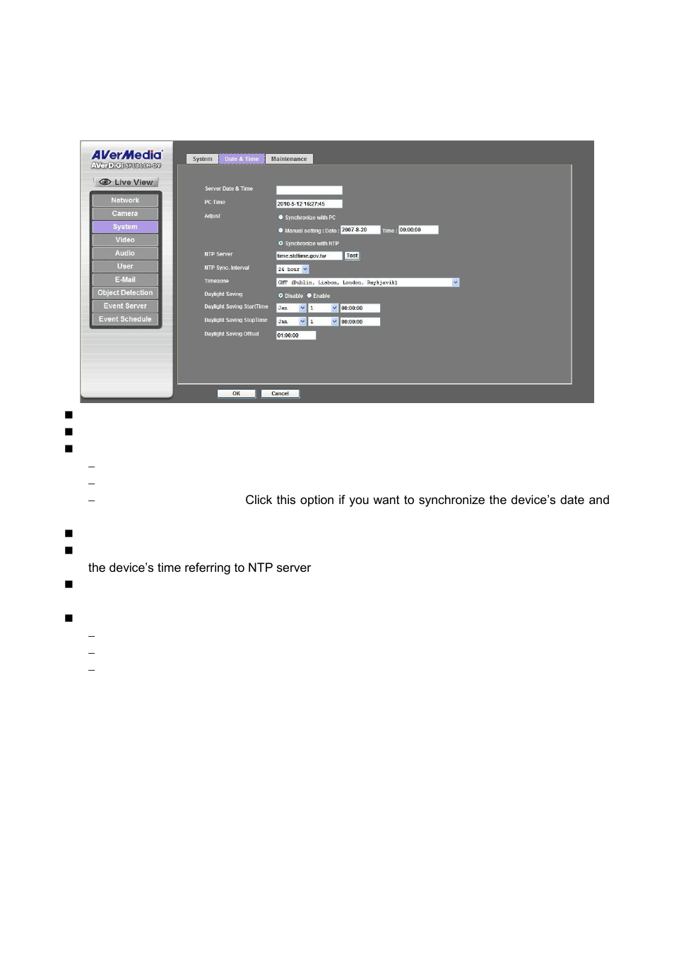 Date & time | AVer SF1311H-DV User Manual | Page 37 / 76