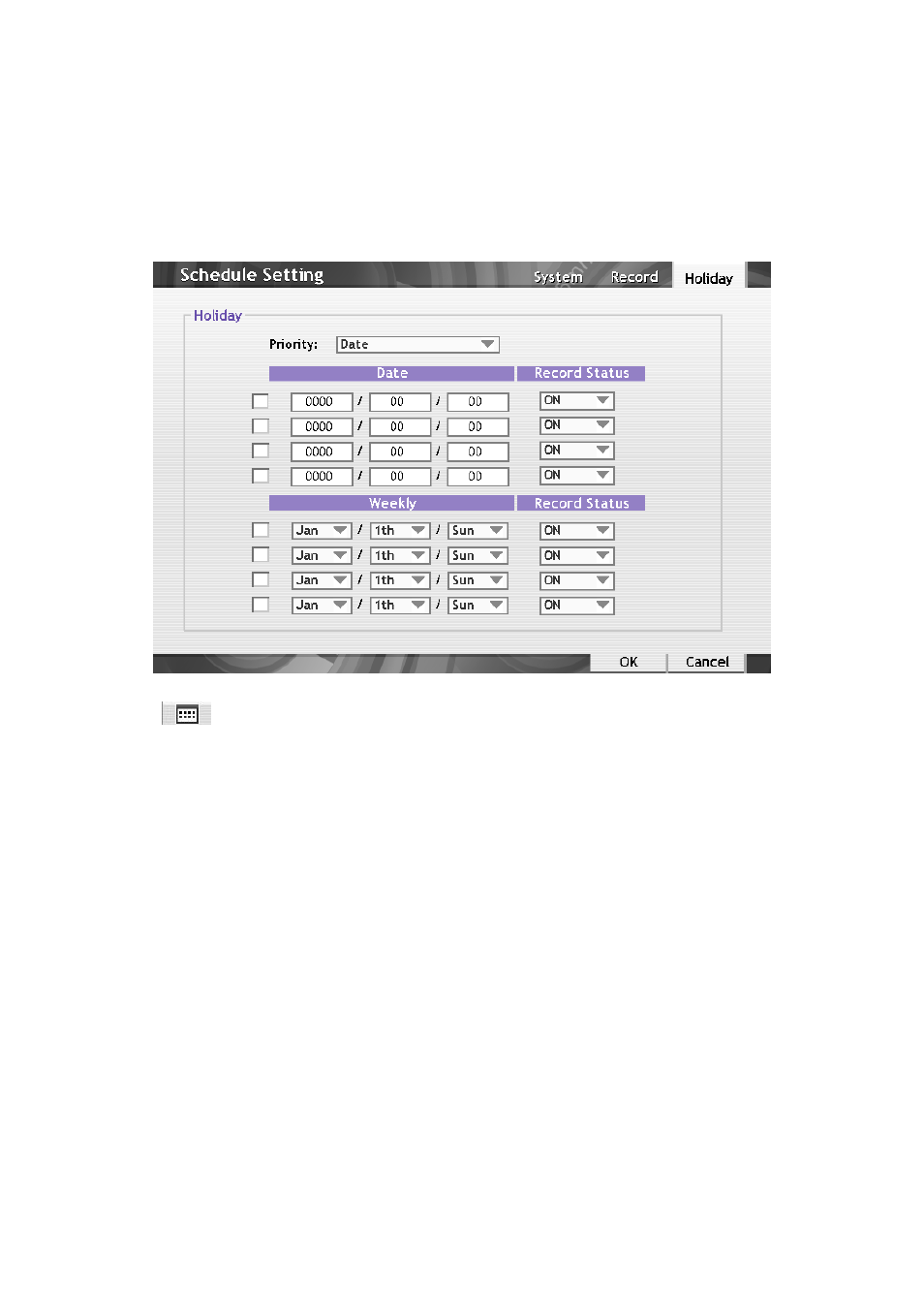 Setup holiday schedule, 3 setup holiday schedule | AVer SEB3104H User Manual | Page 46 / 101