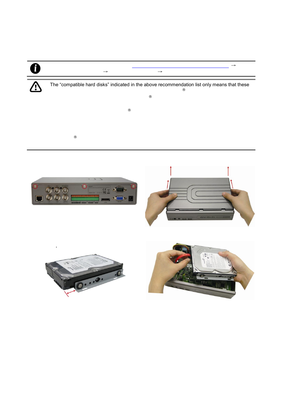 Setting up the dvr unit, Installing the hard disk | AVer SEB3104H User Manual | Page 9 / 101