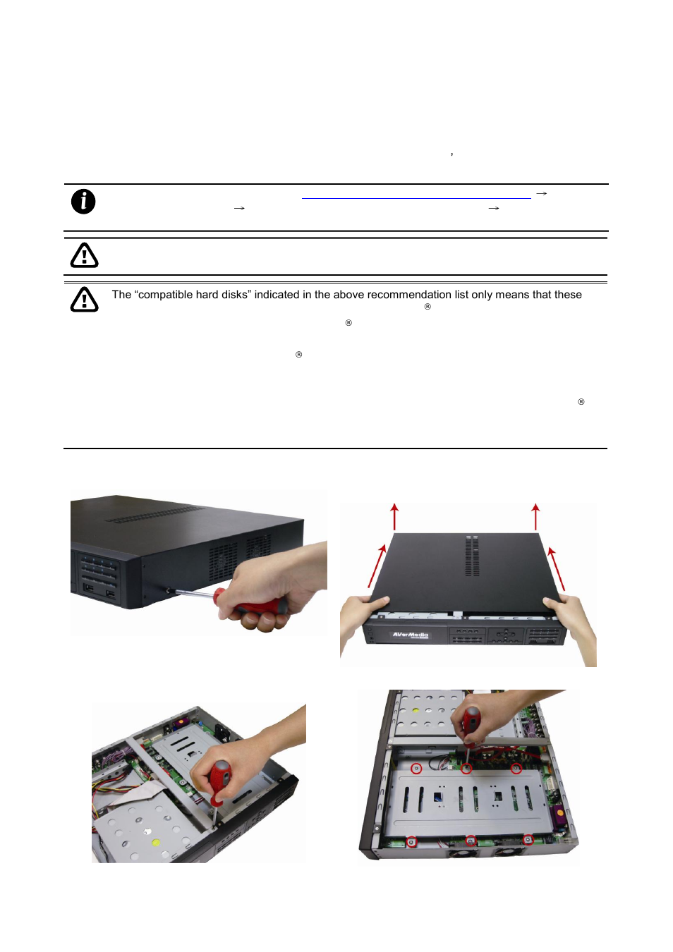 Setting up the dvr unit, Installing the hard disk, 4 setting up the dvr unit | 1 installing the hard disk | AVer SEB5116 series User Manual | Page 18 / 119