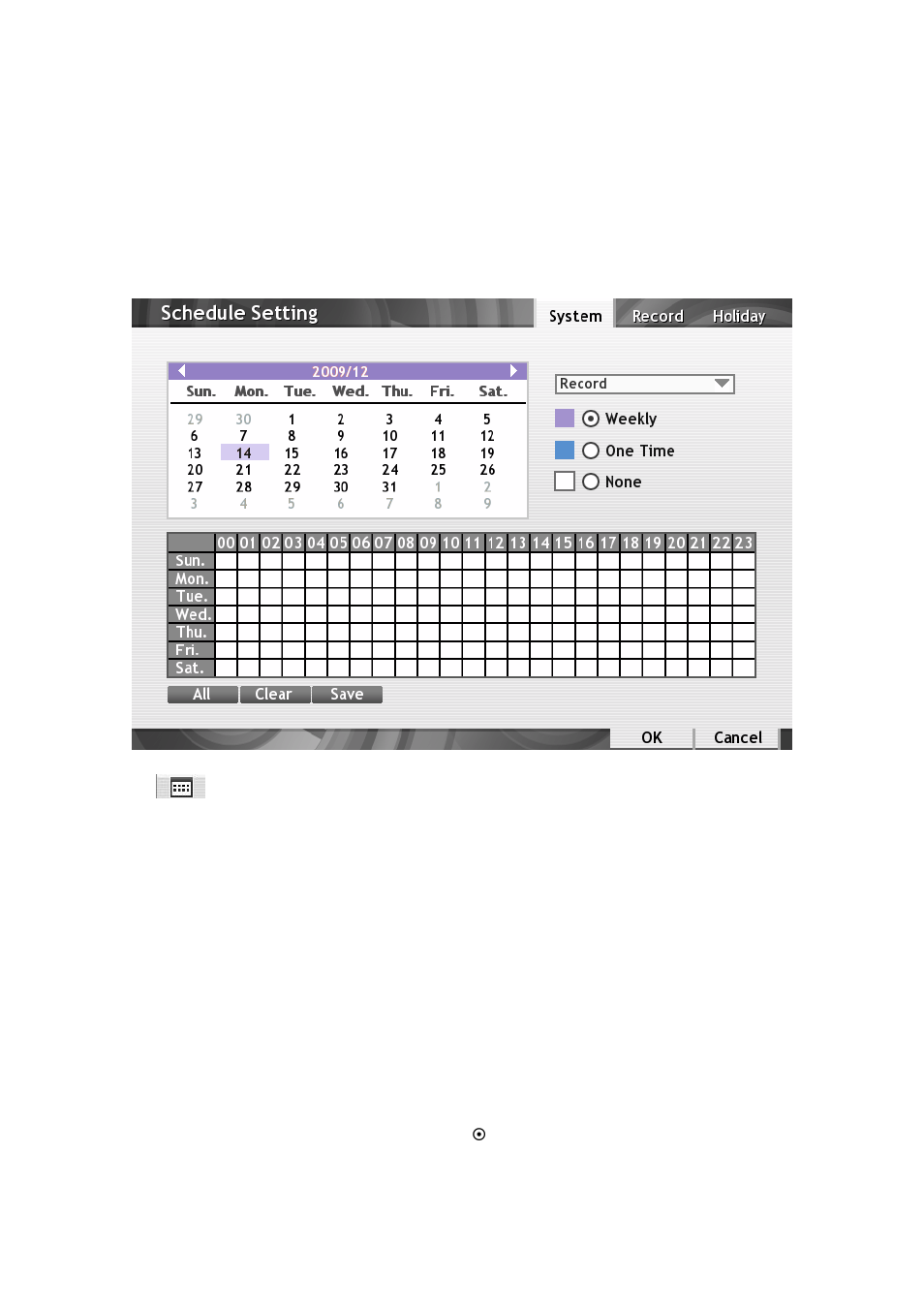 Schedule setting, Setup system schedule, 4 schedule setting | 1 setup system schedule | AVer SEB5116 series User Manual | Page 58 / 119