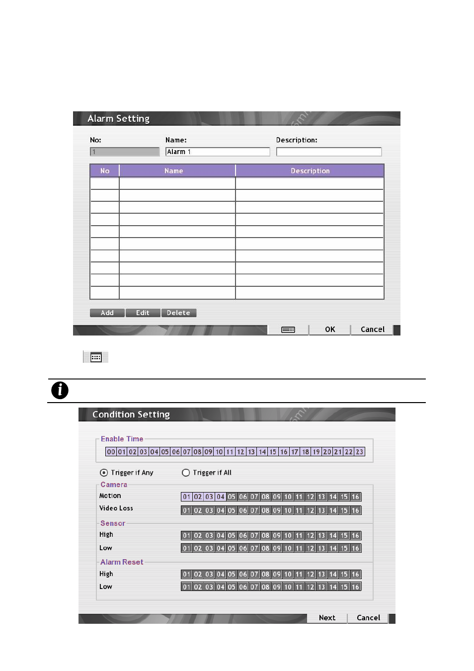 Alarm setting, 6 alarm setting | AVer SEB5116 series User Manual | Page 64 / 119