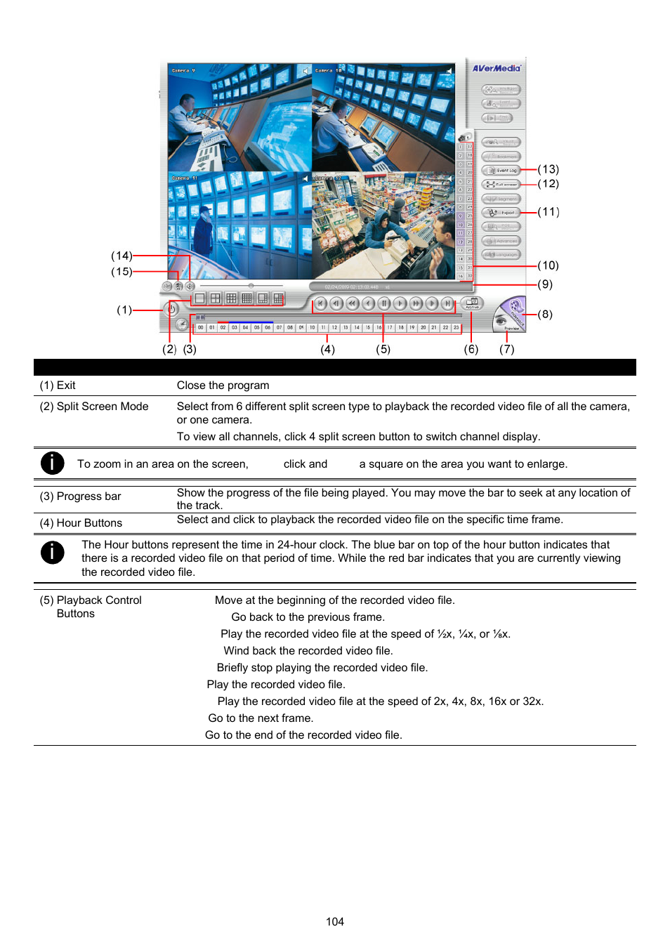 2 familiarizing the realtime playback buttons | AVer XR8032_RACK User Manual | Page 110 / 157