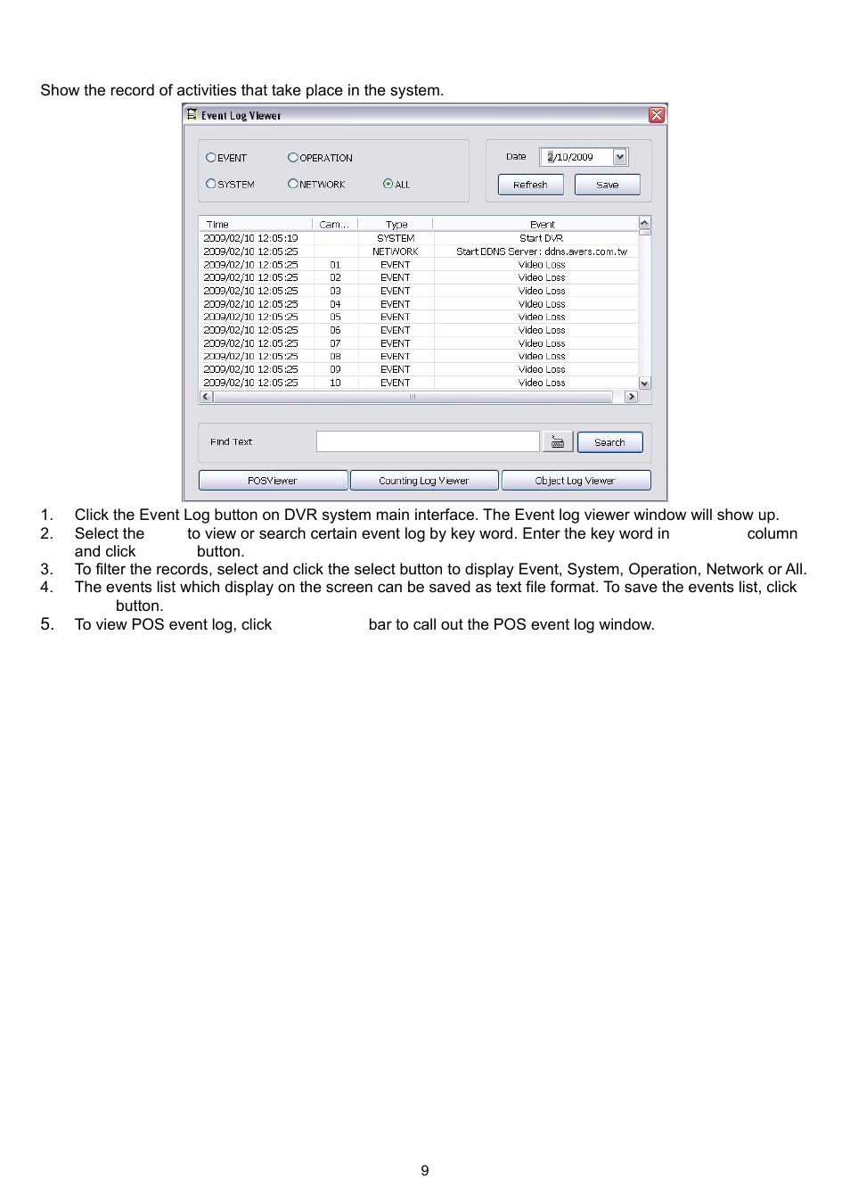 1 using event log viewer | AVer XR8032_RACK User Manual | Page 15 / 157