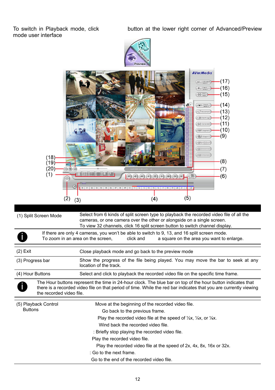3 familiarizing the buttons in playback mode | AVer XR8032_RACK User Manual | Page 18 / 157