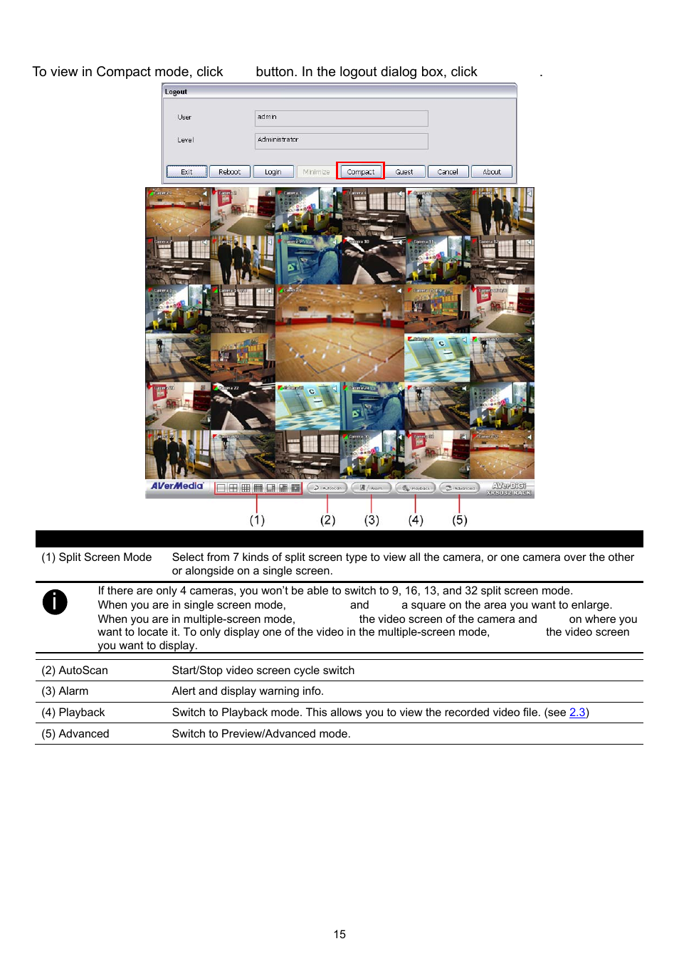 4 familiarizing the buttons in compact mode | AVer XR8032_RACK User Manual | Page 21 / 157