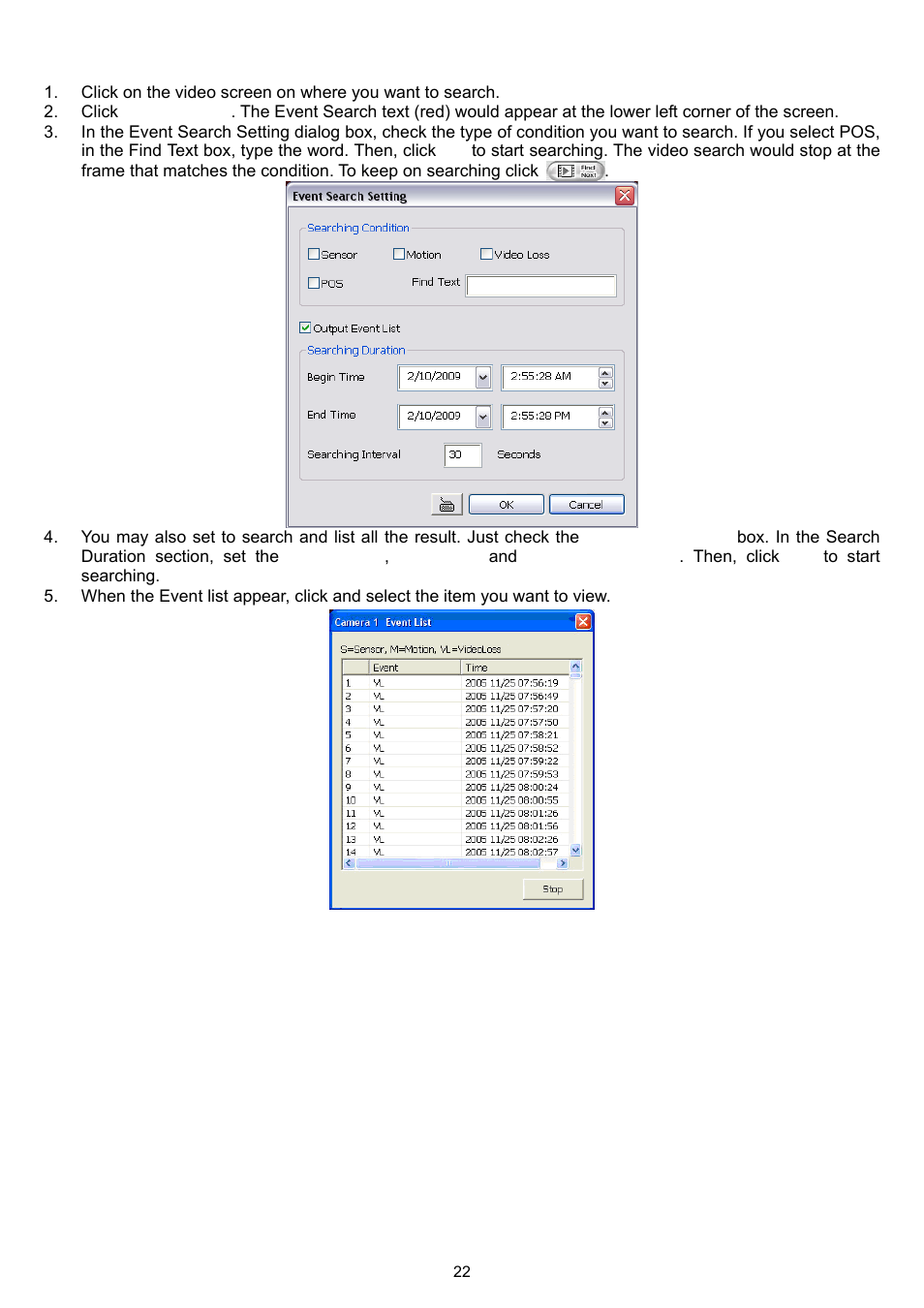 10 to search using the event search | AVer XR8032_RACK User Manual | Page 28 / 157