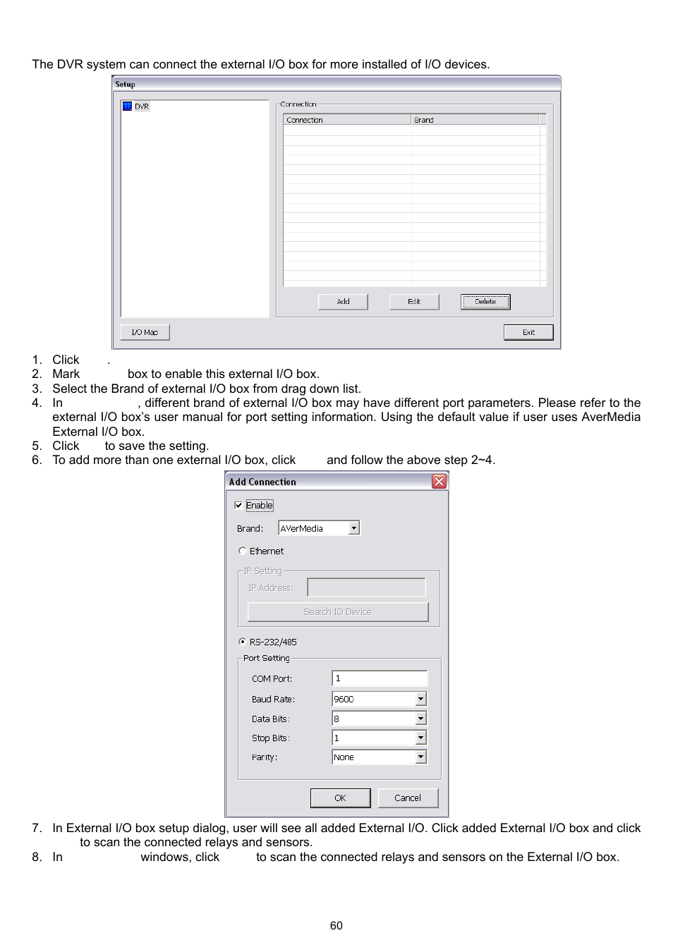 1 to setup external i/o box | AVer XR8032_RACK User Manual | Page 66 / 157