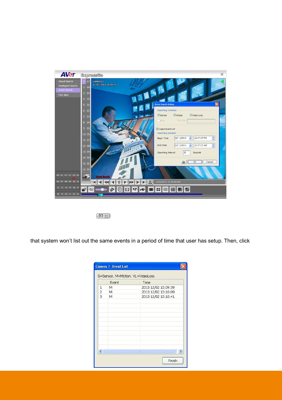 To search using the event search, Chapter 2.2.3 | AVer ExpressGo User Manual | Page 35 / 109