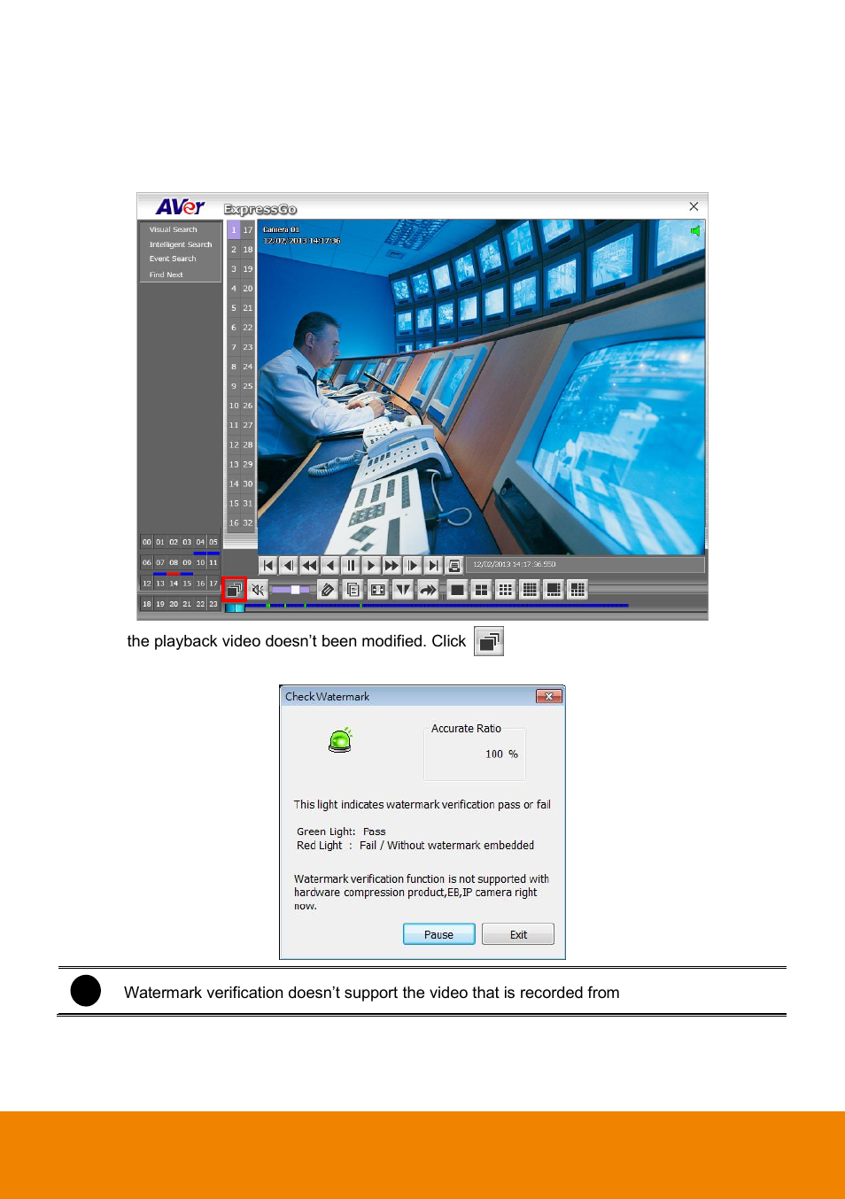 Watermark verification, Chapter | AVer ExpressGo User Manual | Page 38 / 109