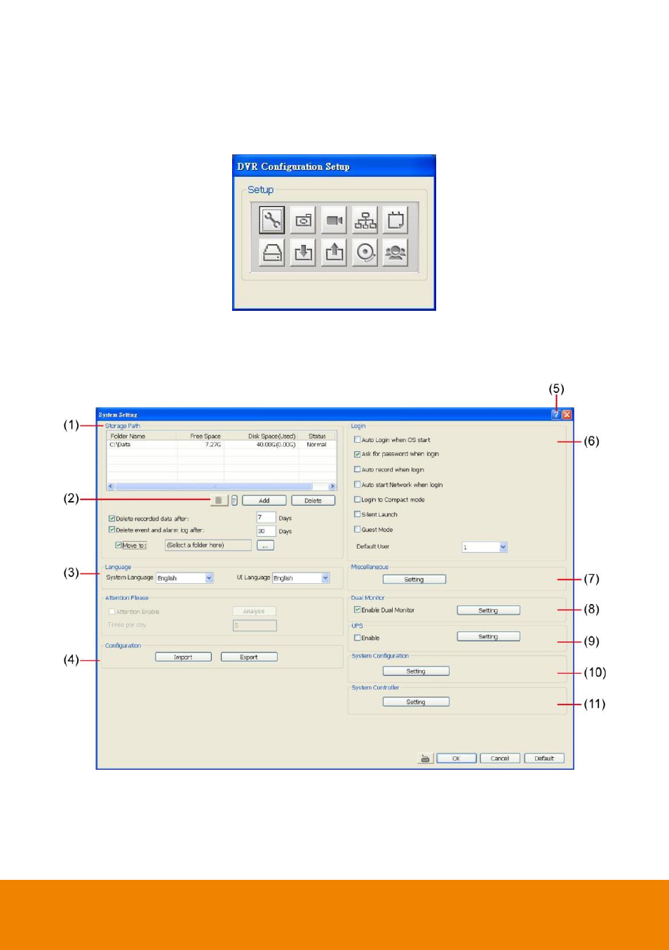 Chapter 3, Customizing the nvr system, Ystem | Etting, 1 system, Setting), Chapter 3 customizing the nvr system | AVer ExpressGo User Manual | Page 39 / 109