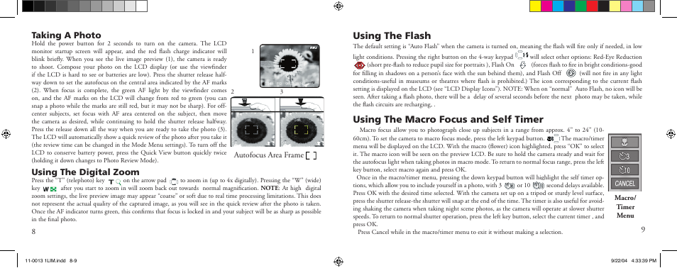 Taking a photo, Using the digital zoom | Bushnell 11-0013Y User Manual | Page 5 / 12