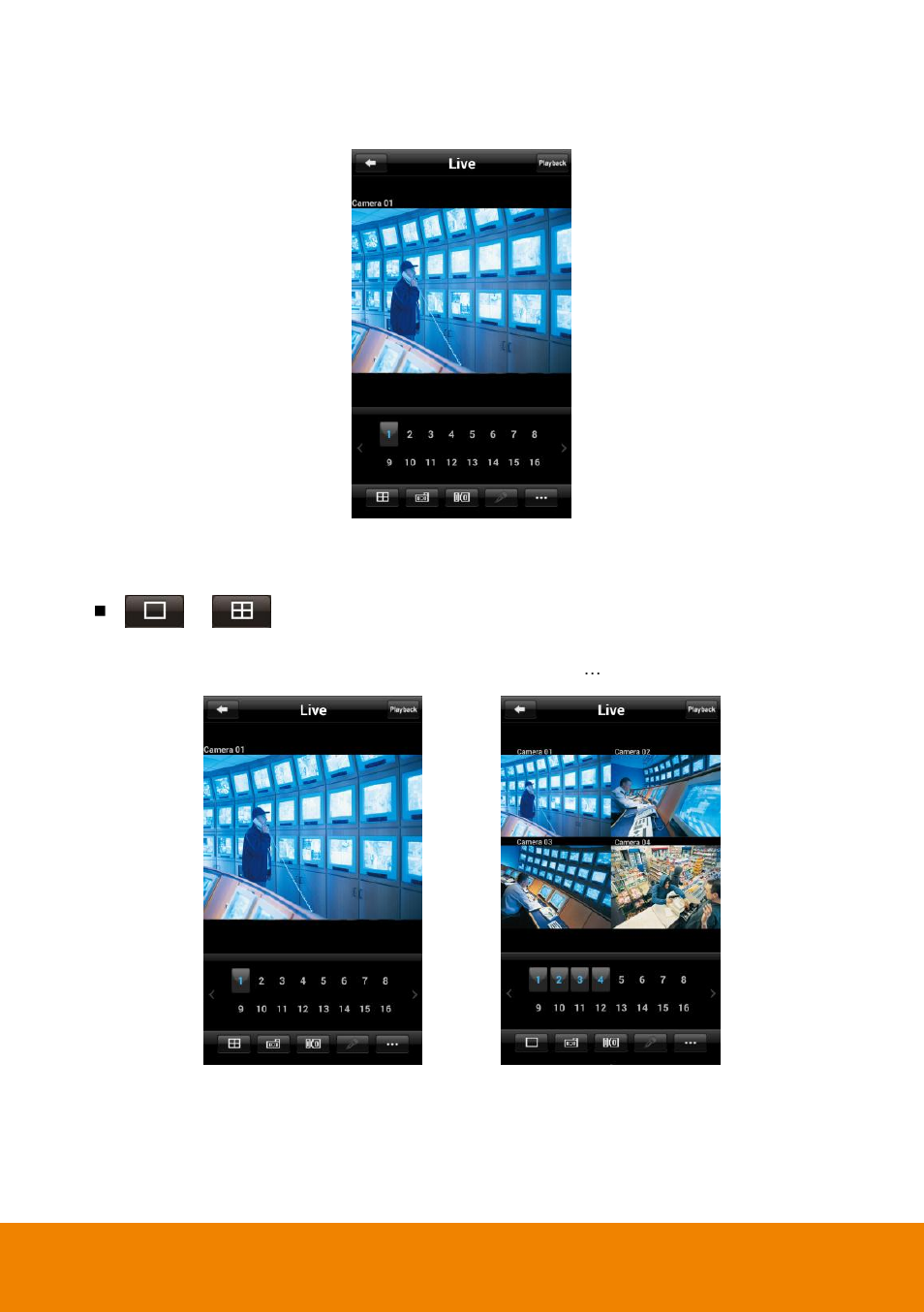 Vi. view the live video of dvr/nvr server, View the live video of dvr/nvr server | AVer AndroidViewer User Manual | Page 12 / 28