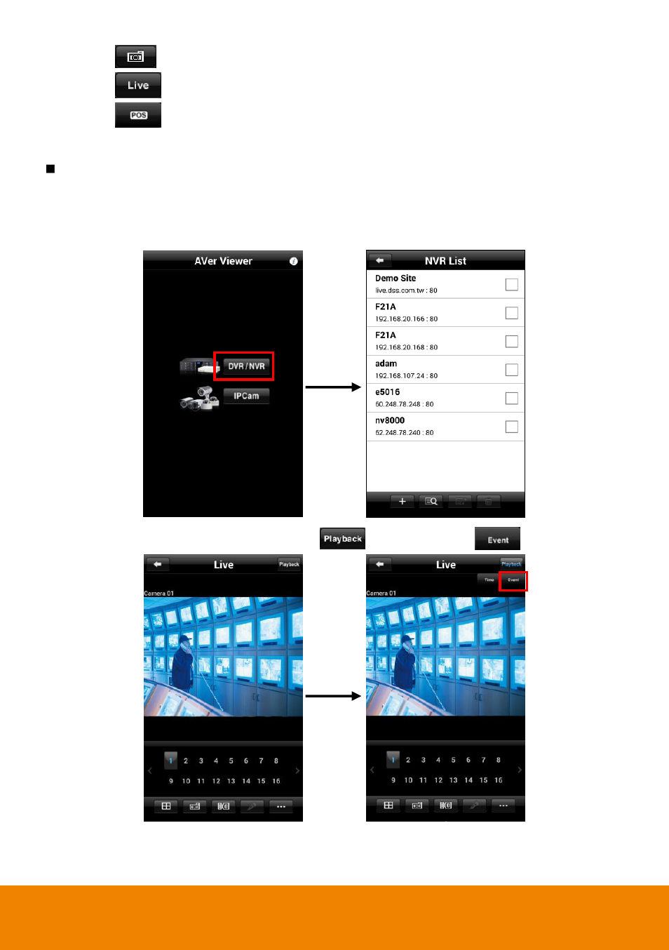 Playback by event | AVer AndroidViewer User Manual | Page 21 / 28