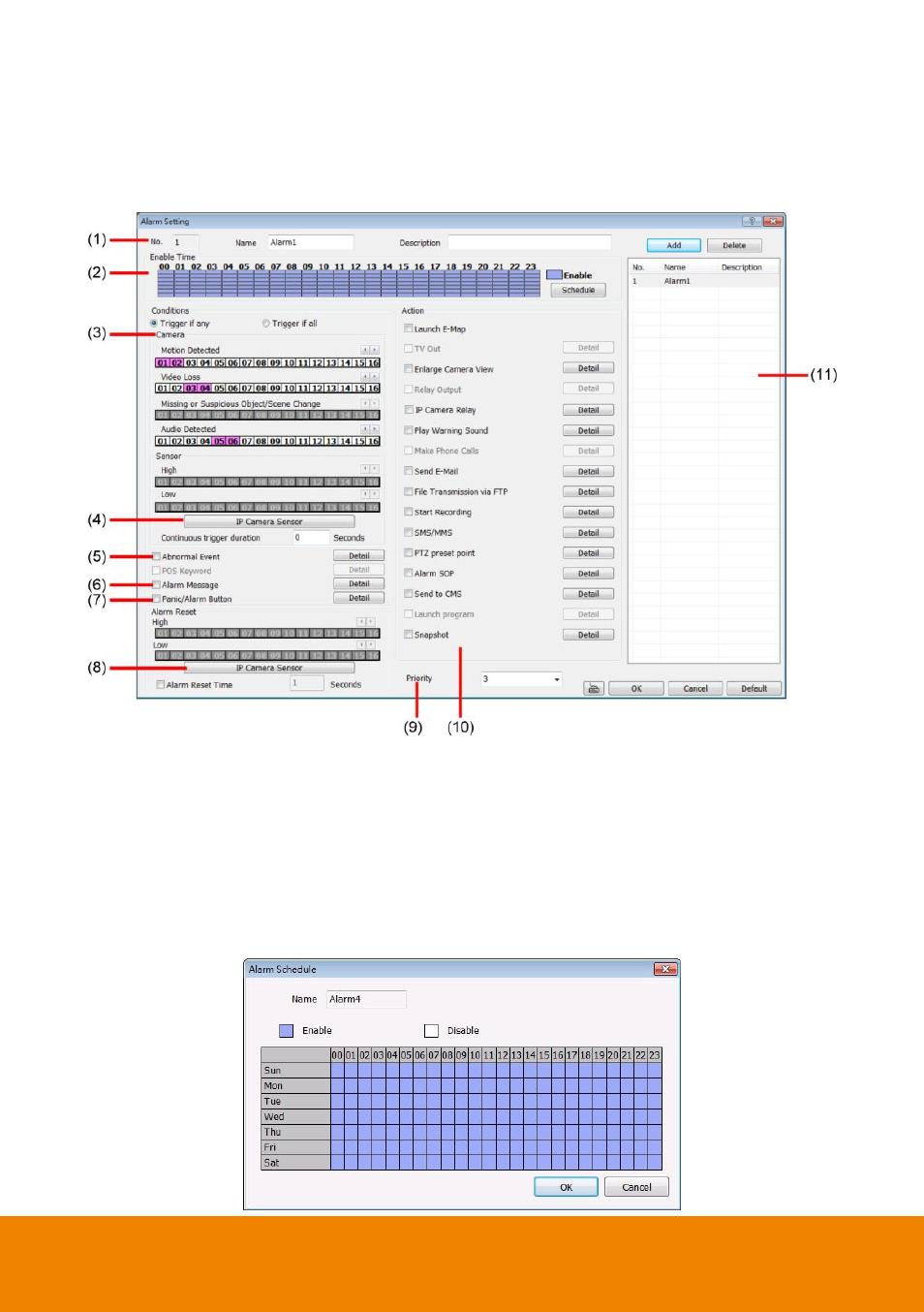 Larm, Etting, 9 alarm setting | AVer NXU Lite User Manual | Page 122 / 187