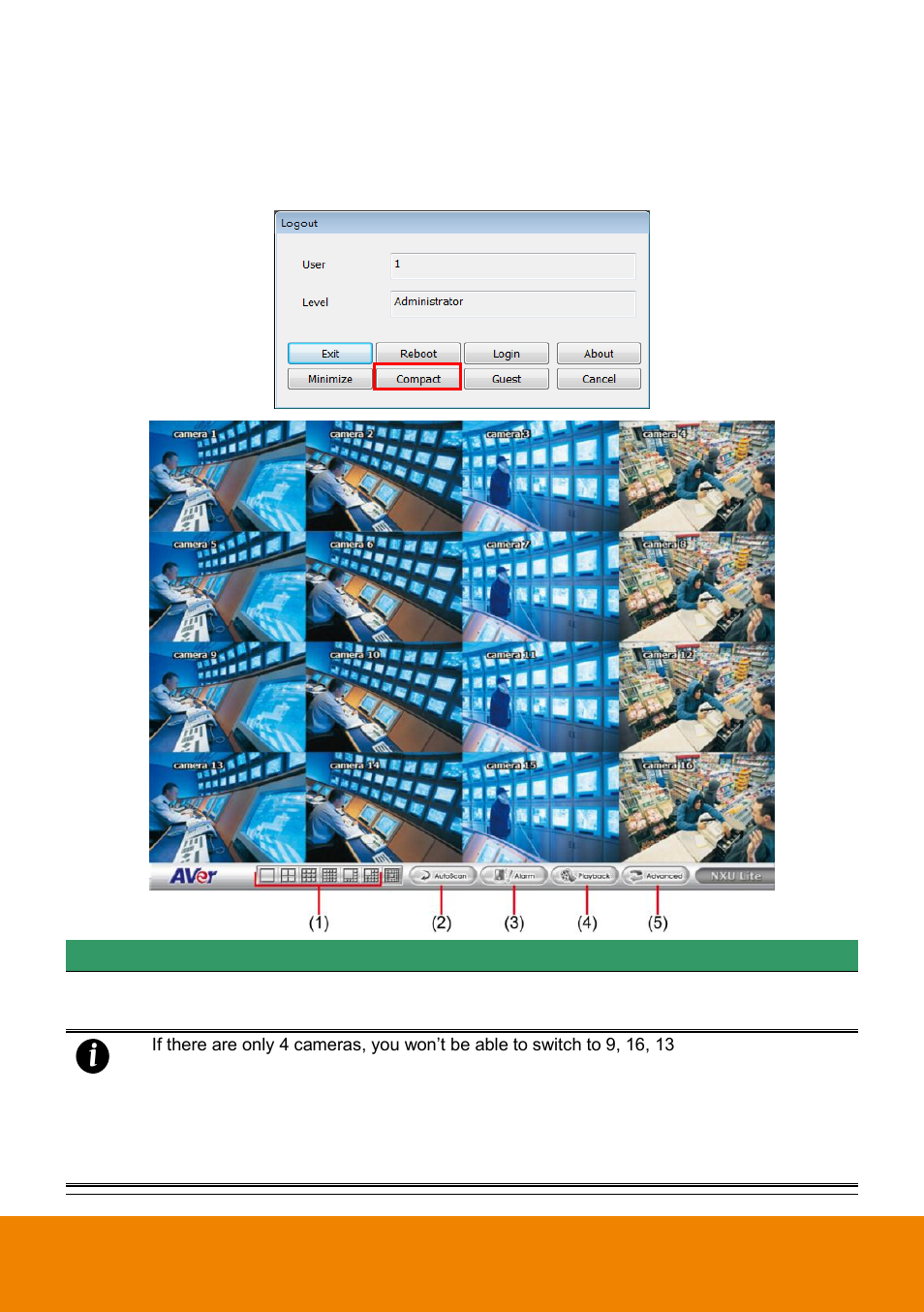 Sing the, Ystem in, Ompact | 3 using the nvr system in compact mode | AVer NXU Lite User Manual | Page 47 / 187