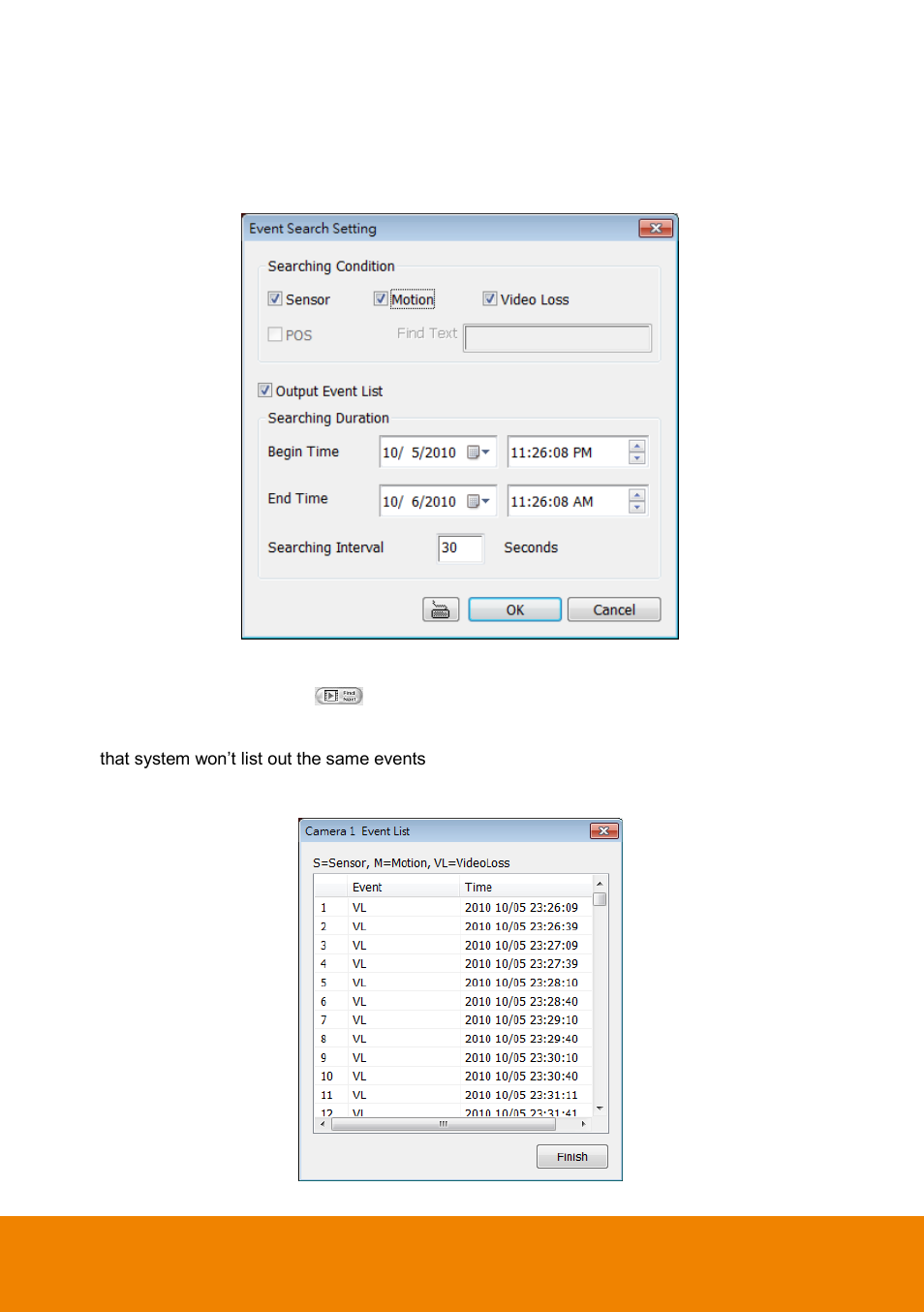 To search using the event search, Chapter 2.3.4 | AVer NXU Lite User Manual | Page 58 / 187