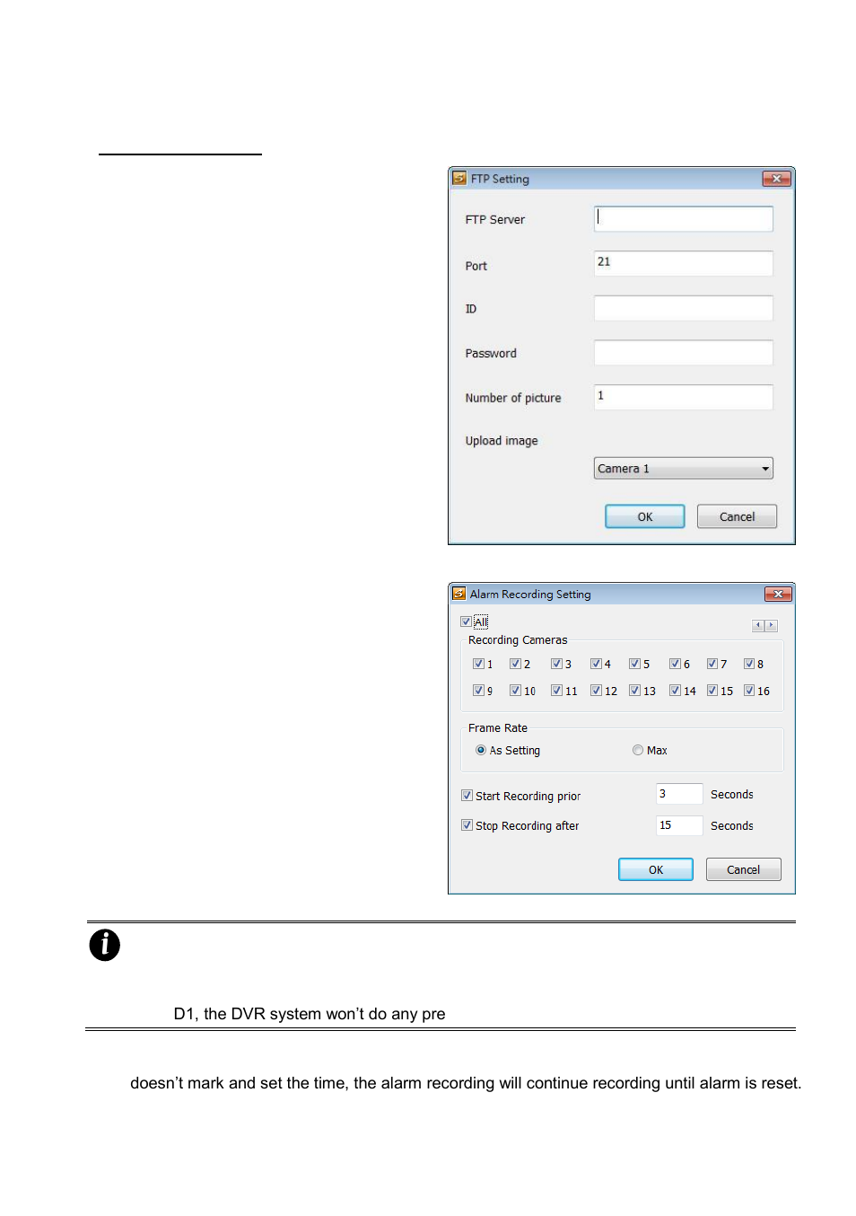 To setup alarm recording setting, To setup ftp, To setup alarm | Recording | AVer CMS User Manual | Page 61 / 179