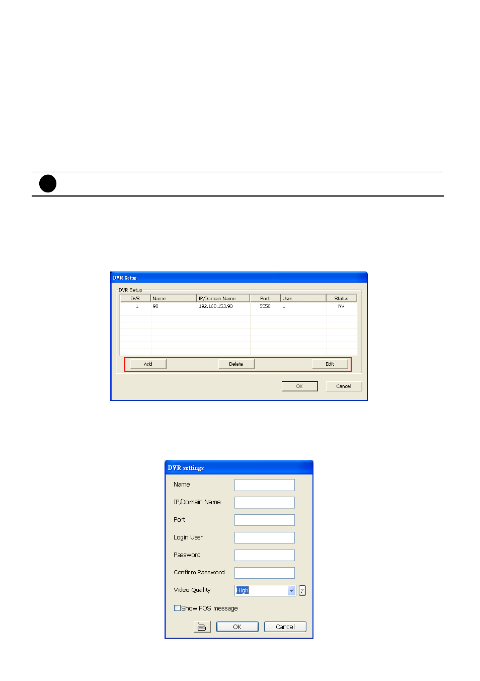 Dvr setup, To add and remove dvr server | AVer iMatrix User Manual | Page 15 / 21