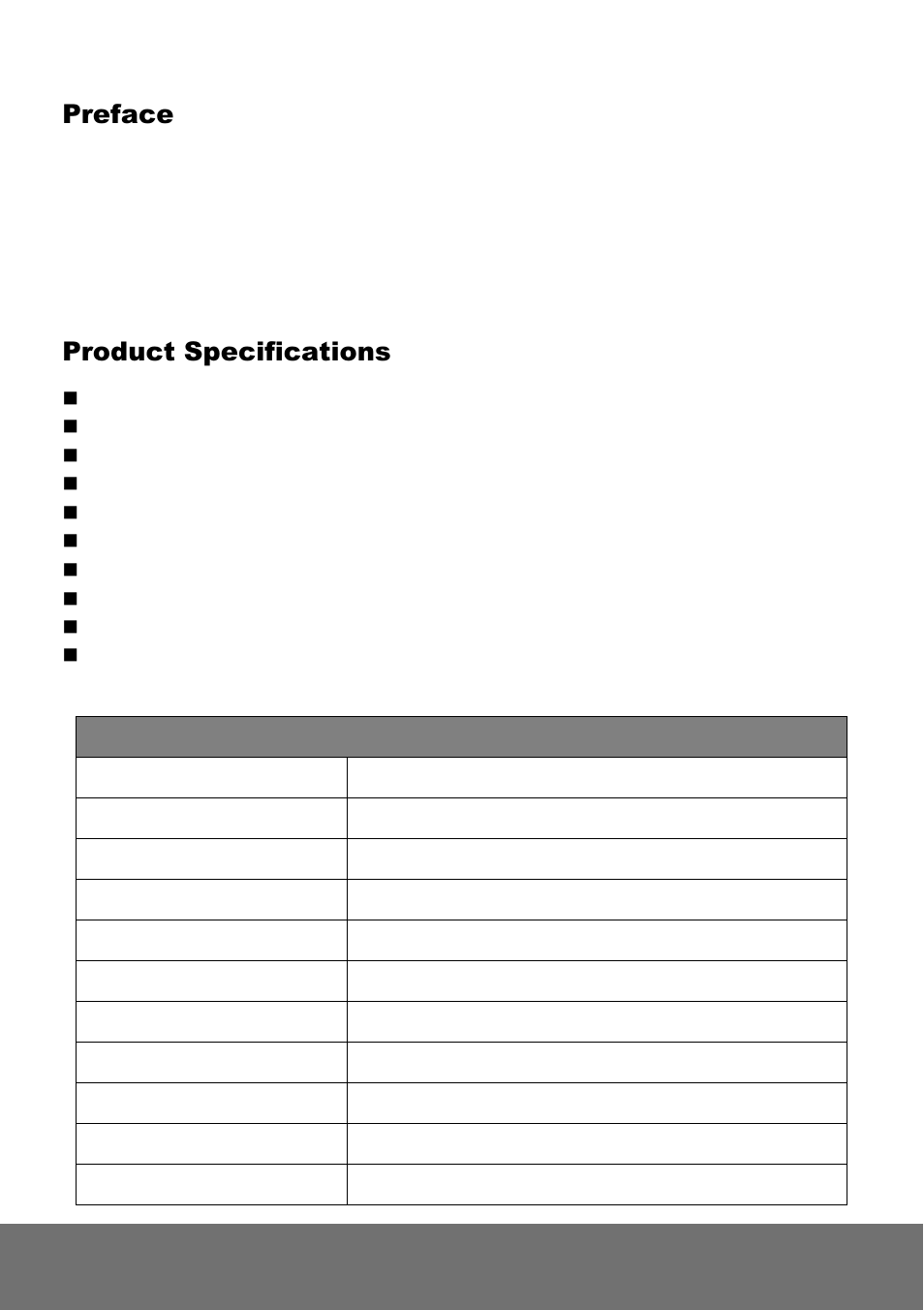 Preface, Product specifications | AVer SF2012H user manual User Manual | Page 5 / 63