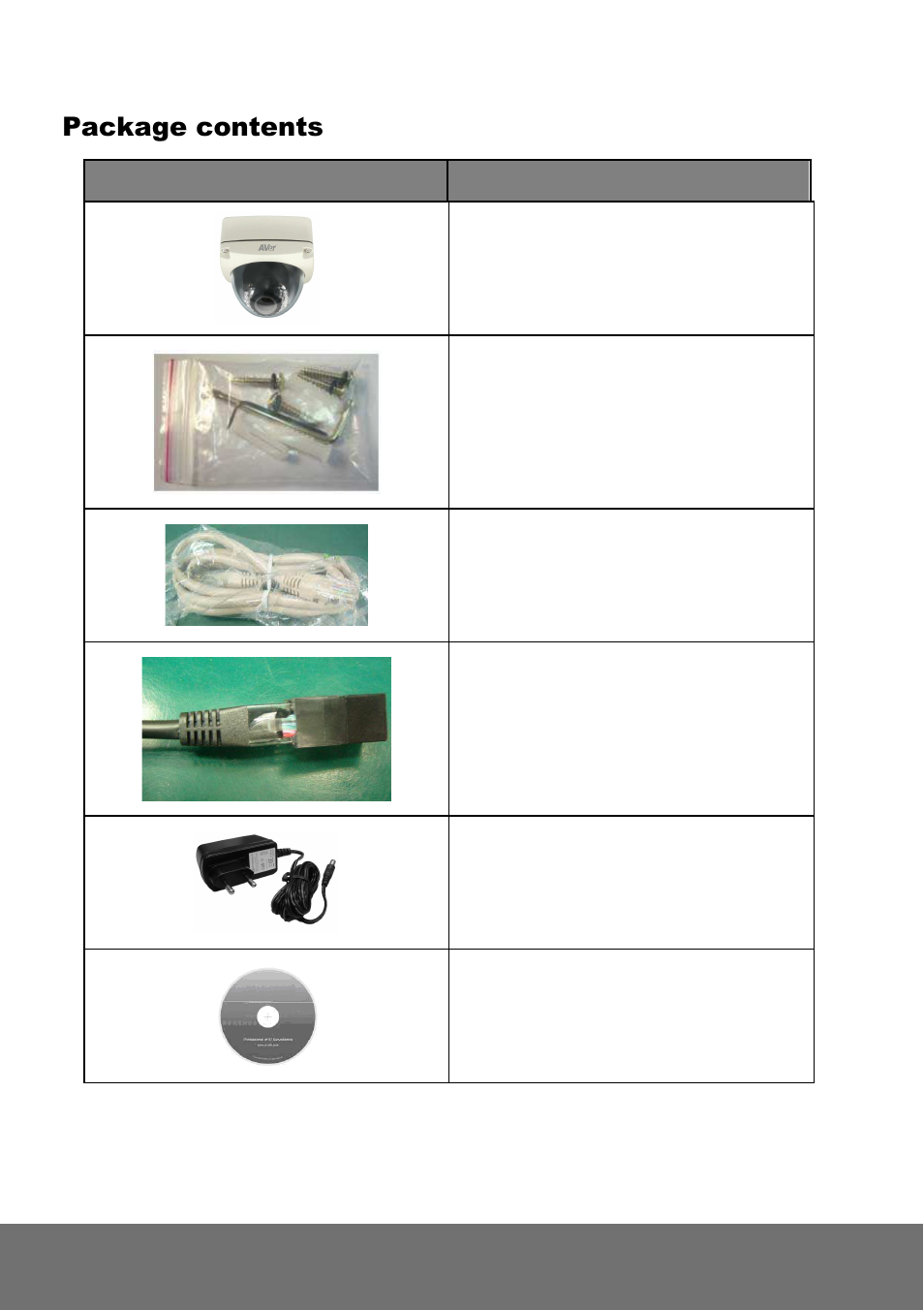 Package contents | AVer SF2012H-DV user manual User Manual | Page 8 / 65