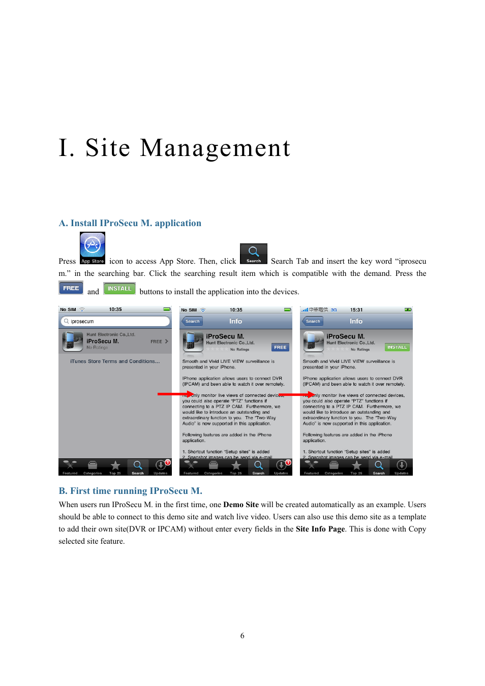 I. site management | AVer SF2012H_Series IPhone APP user manual User Manual | Page 6 / 16