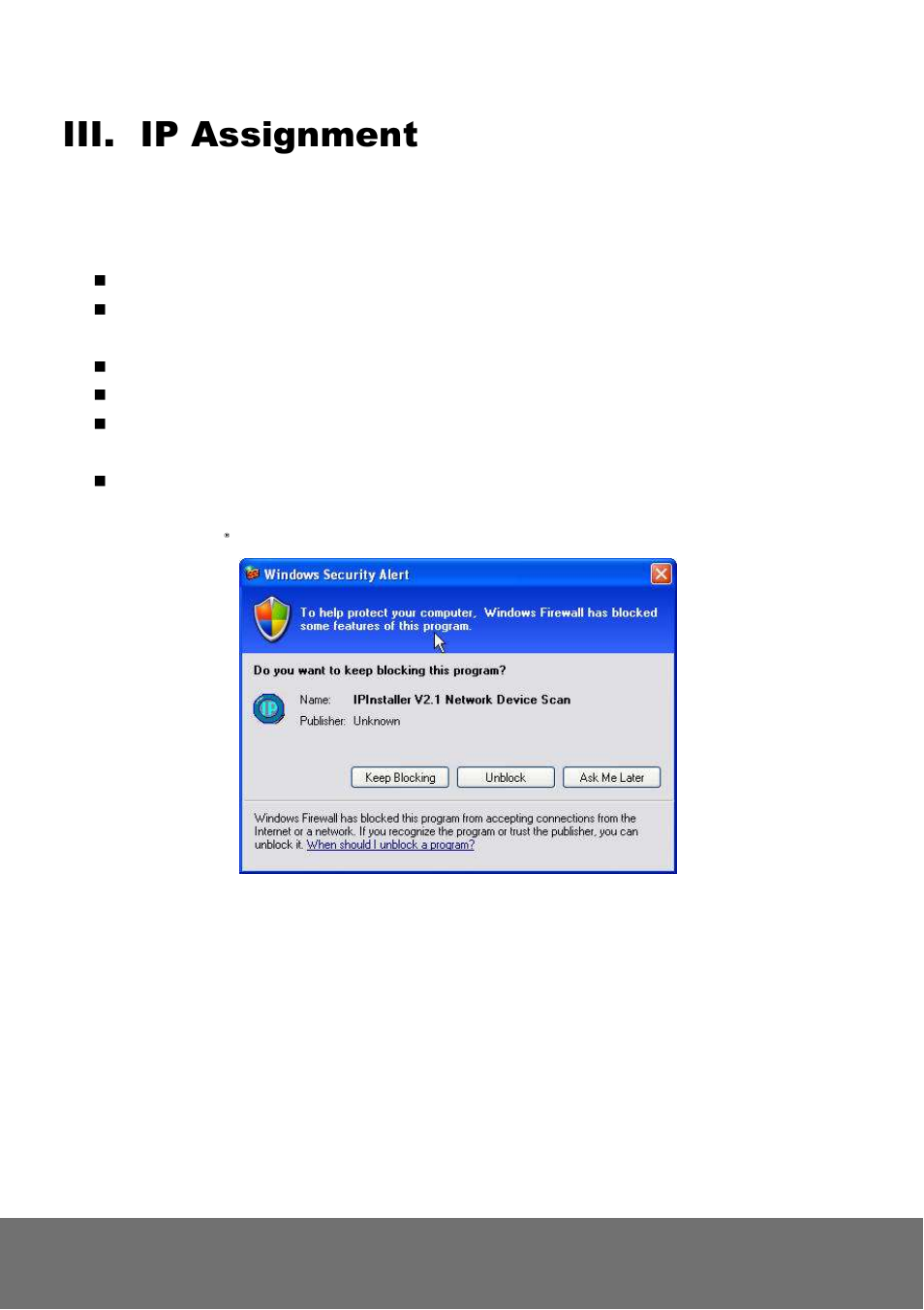 Iii. ip assignment | AVer SF2012H series quick guide User Manual | Page 25 / 33