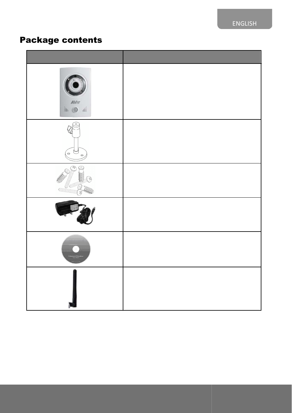 Package contents | AVer FC1320-P&PW user manual User Manual | Page 11 / 80