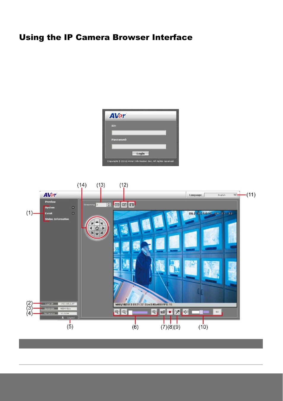 Using the ip camera browser interface | AVer FC1320-P&PW user manual User Manual | Page 26 / 80