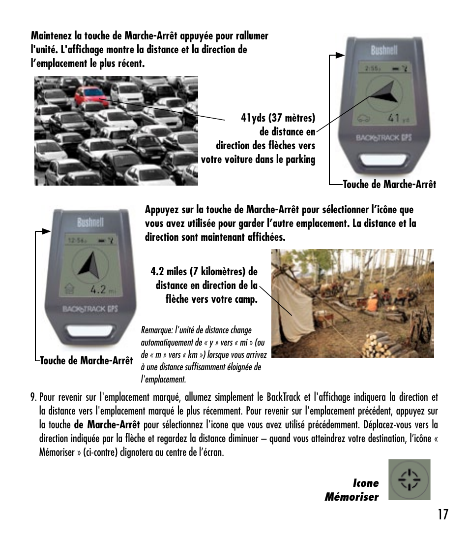Bushnell BACKTRACK 360210 User Manual | Page 17 / 64