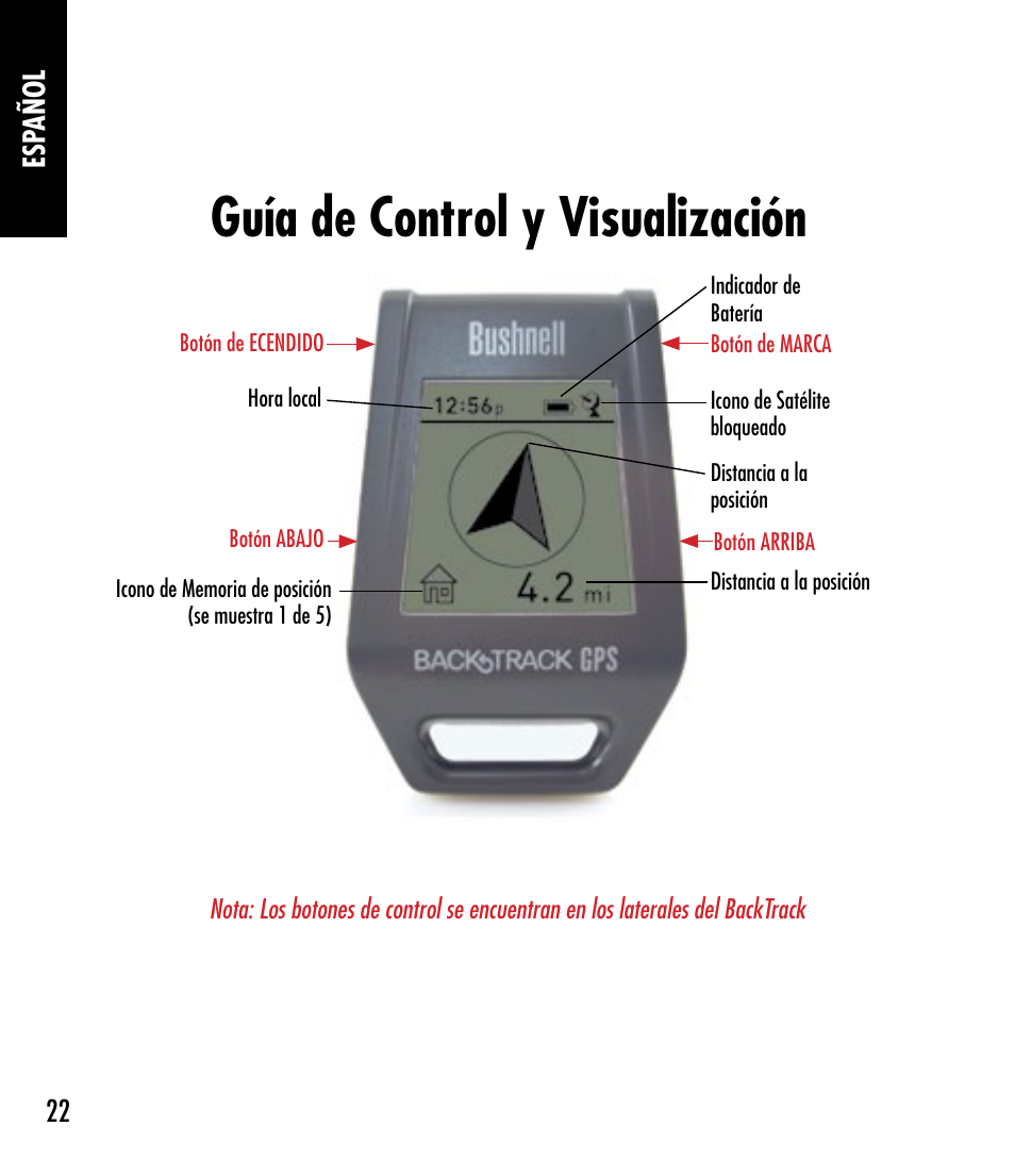 Guía de control y visualización | Bushnell BACKTRACK 360210 User Manual | Page 22 / 64