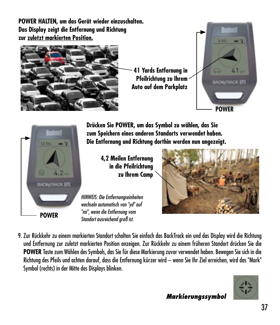 Bushnell BACKTRACK 360210 User Manual | Page 37 / 64
