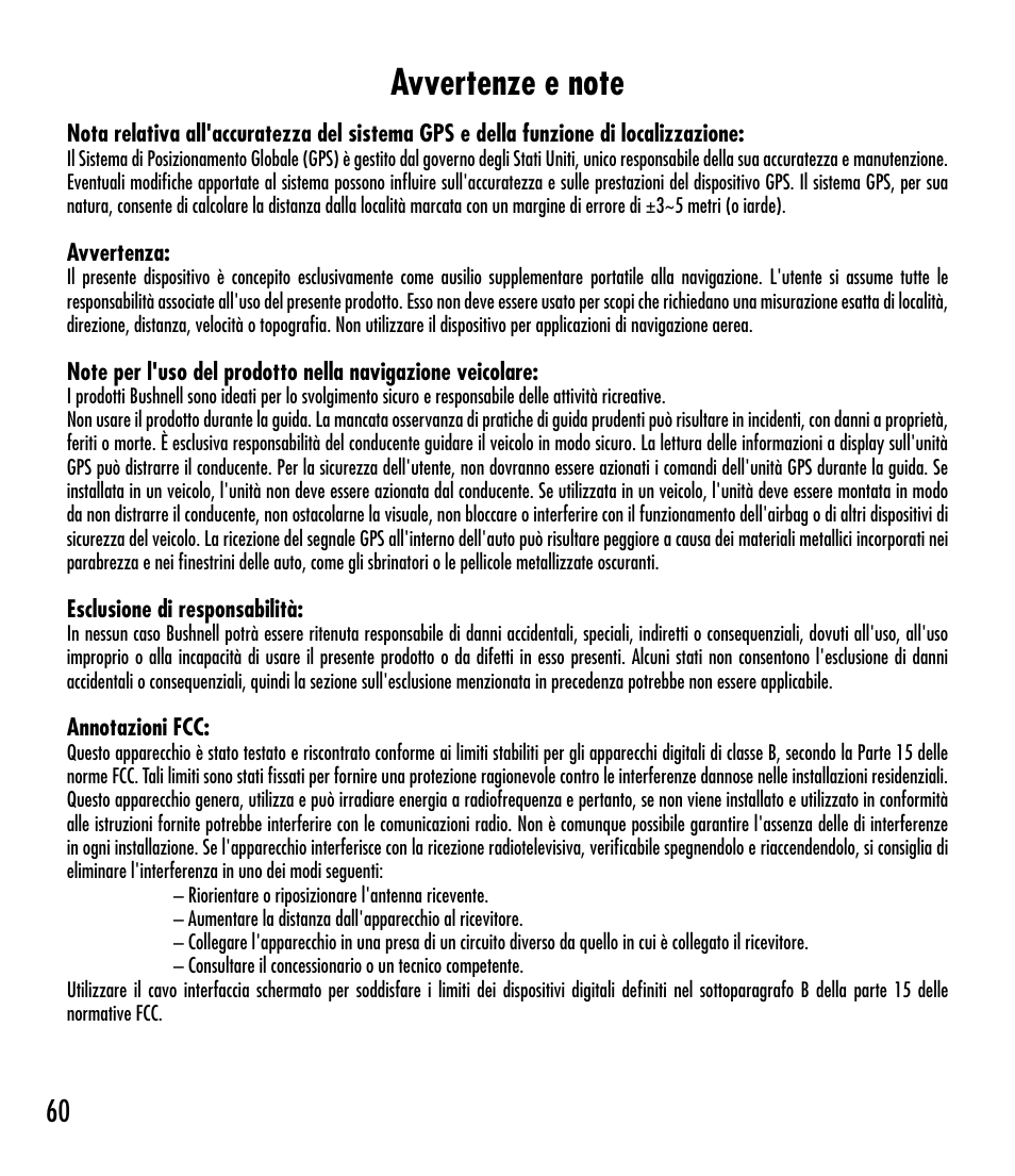 Bushnell BACKTRACK 360210 User Manual | Page 60 / 64