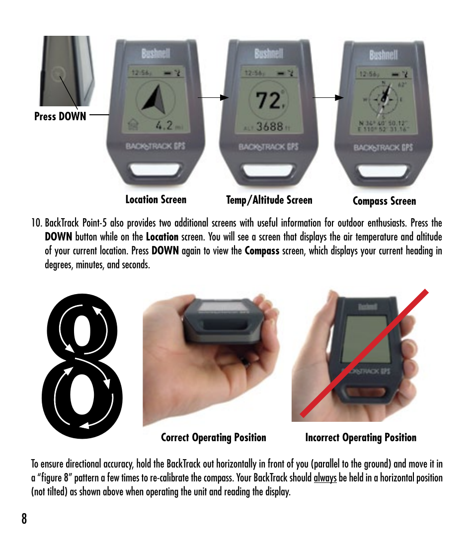 Bushnell BACKTRACK 360210 User Manual | Page 8 / 64