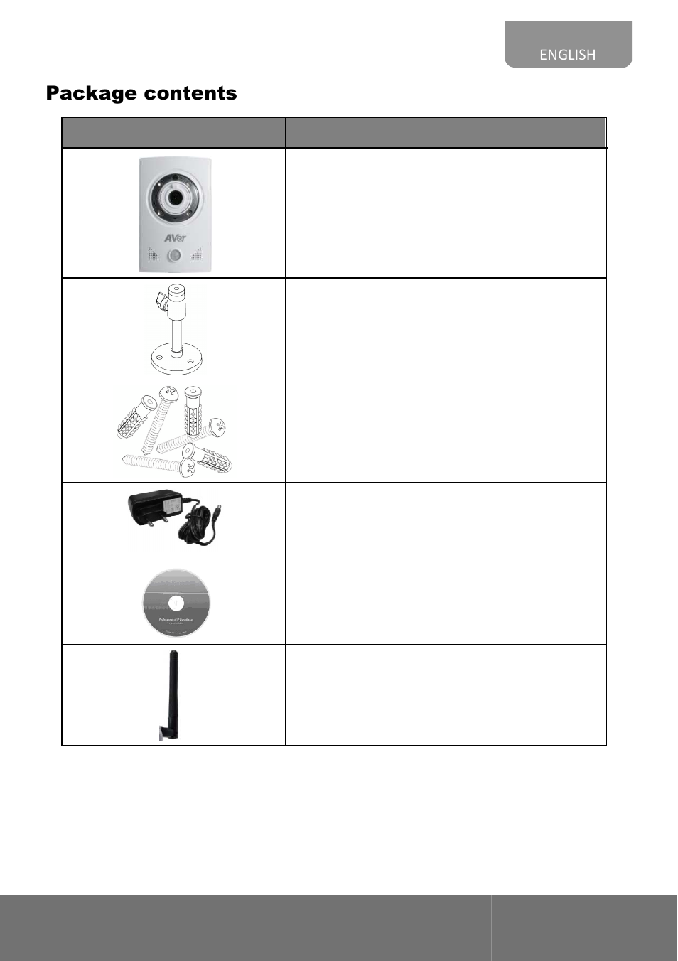 Package contents | AVer FC2020-P&PW user manual User Manual | Page 11 / 80