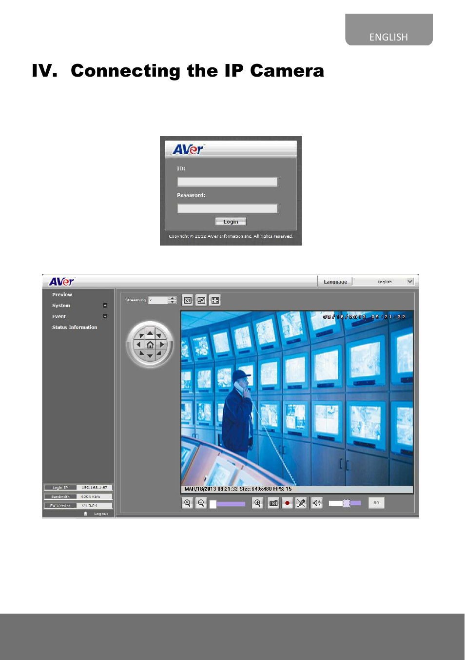 Iv. connecting the ip camera | AVer FC2020-P&PW quick guide User Manual | Page 17 / 20
