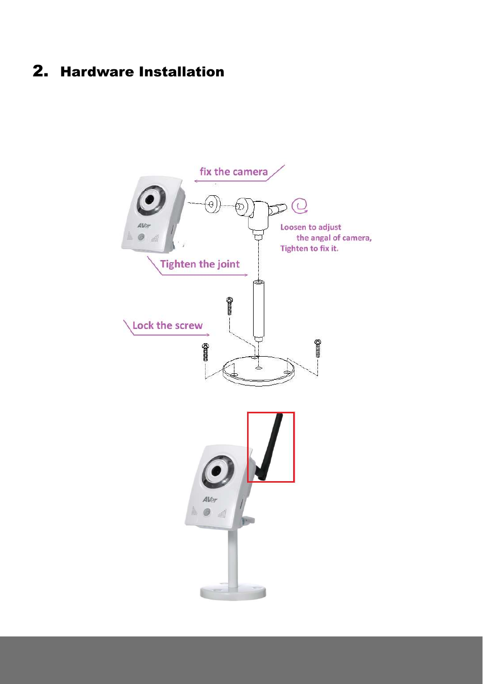 Hardware installation | AVer FC2020-P&PW quick guide User Manual | Page 4 / 20