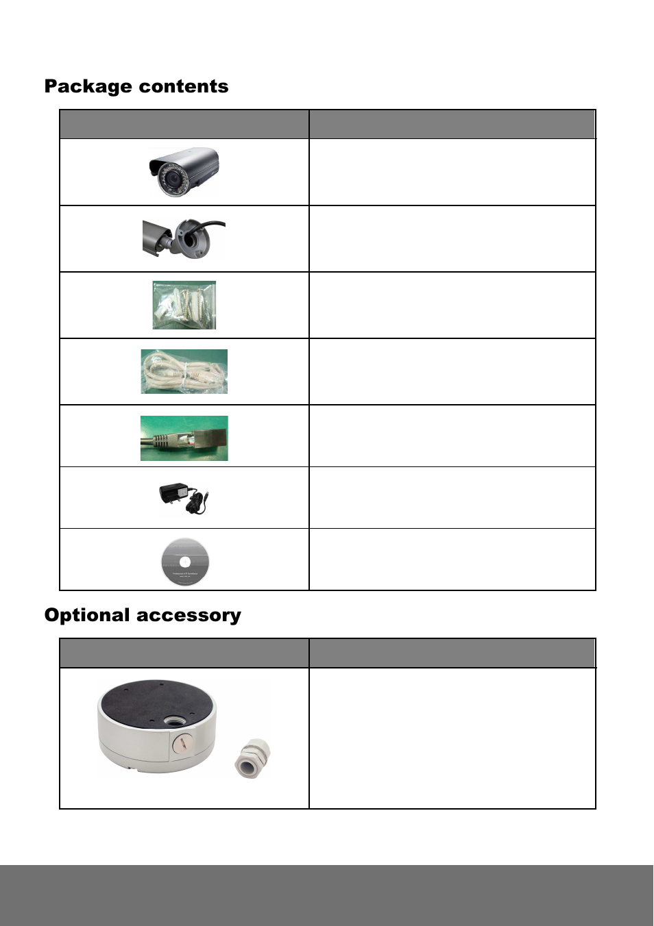 Package contents, Optional accessory | AVer SF2111H-BR user manual User Manual | Page 10 / 73