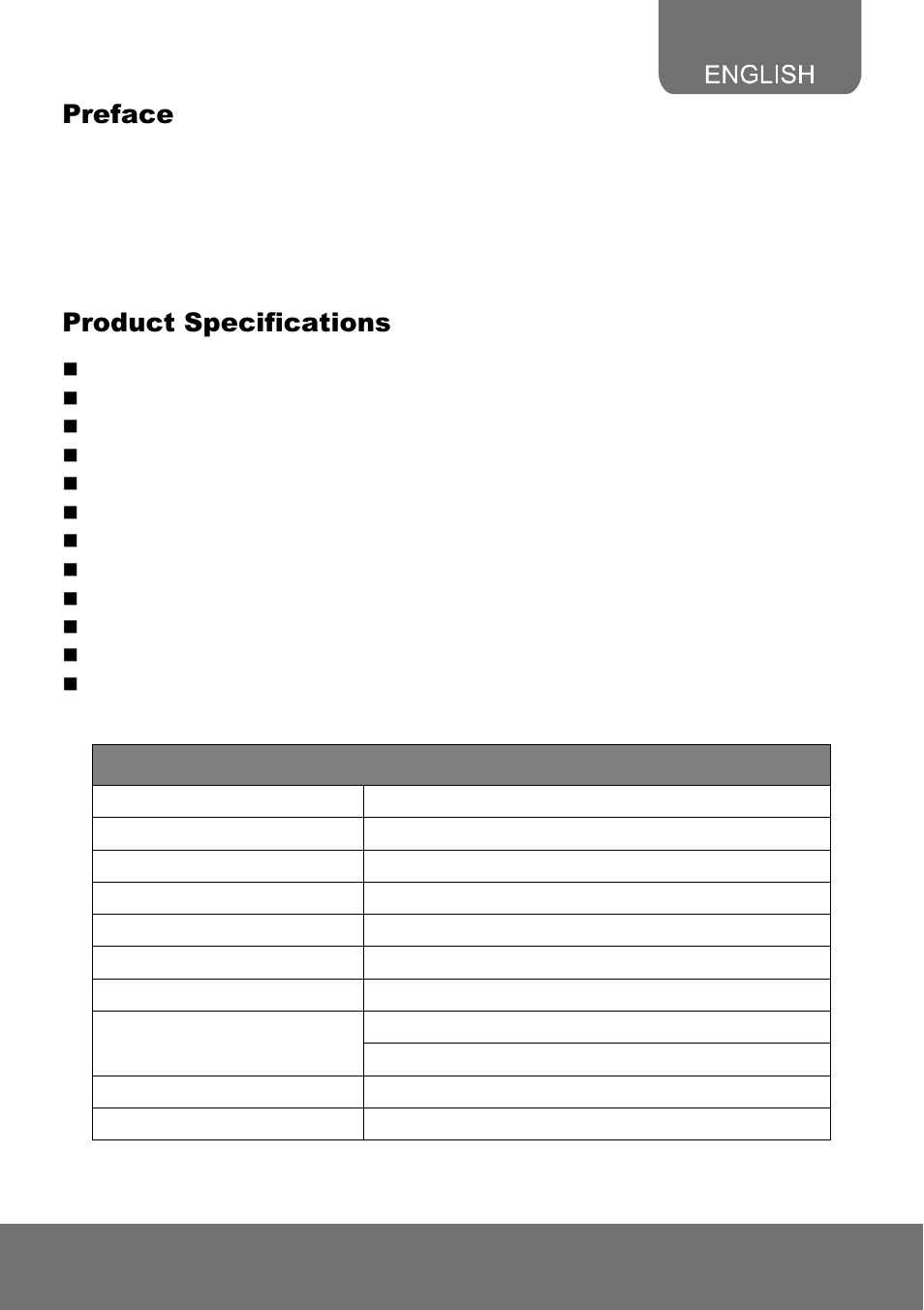 Preface, Product specifications | AVer SF2111H-BR user manual User Manual | Page 7 / 73