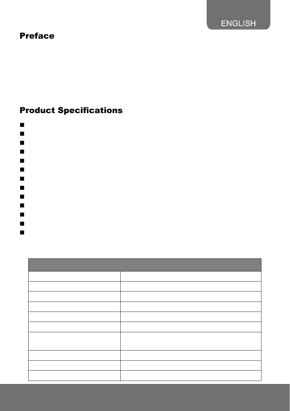 Preface, Product specifications | AVer SF2111H-DVR user manual User Manual | Page 5 / 74