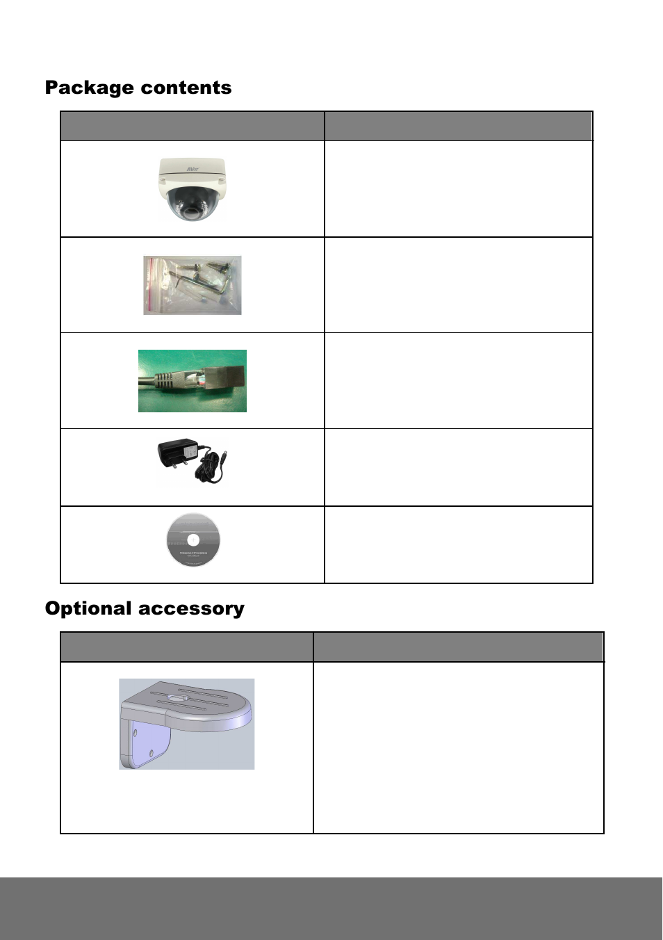 Package contents, Optional accessory | AVer SF2111H-DVR user manual User Manual | Page 8 / 74