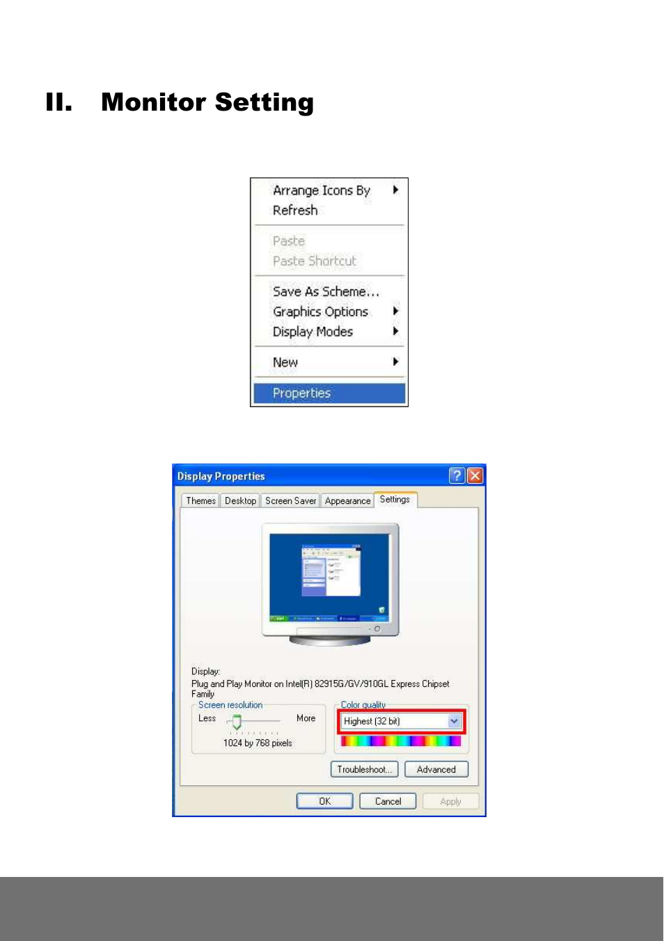 Ii. monitor setting | AVer SF2111H series quick guide User Manual | Page 22 / 35
