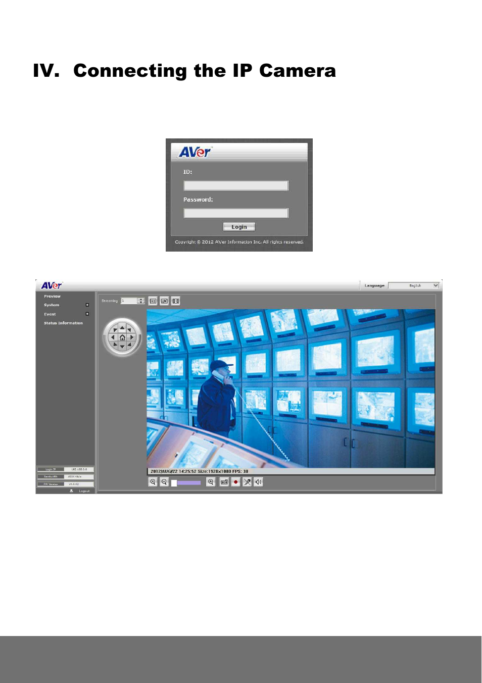 Iv. connecting the ip camera | AVer SF2111H series quick guide User Manual | Page 32 / 35