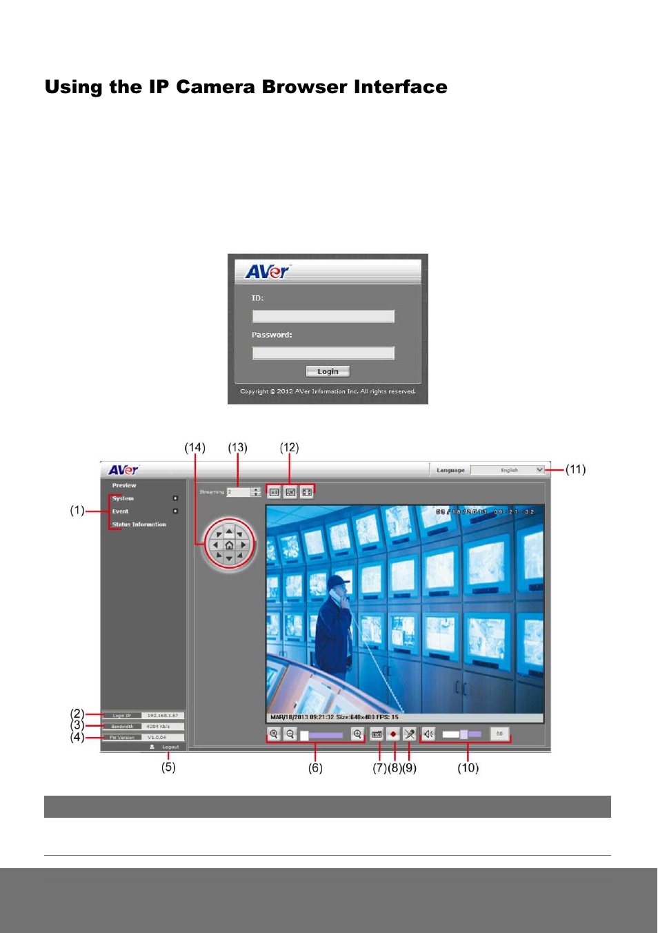 Using the ip camera browser interface | AVer FV1306 user manual User Manual | Page 26 / 76