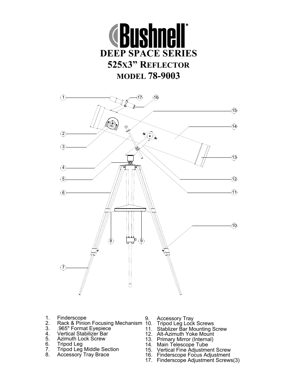 Bushnell DEEP SPACE 78-9003 User Manual | 6 pages