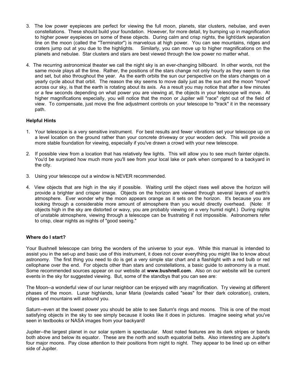 Bushnell DEEP SPACE 78-9003 User Manual | Page 4 / 6